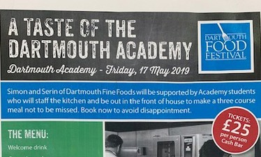 A Taste of the Dartmouth Academy - Fri 17th May 2019, 6.30pm - The View Restaurant, Dartmouth Academy