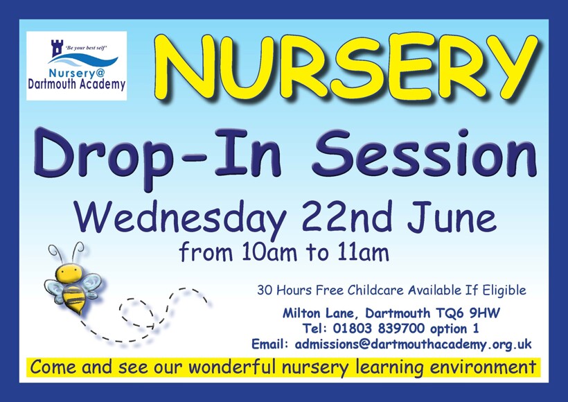 Dartmouth nursery drop in session a4 poster june 2022