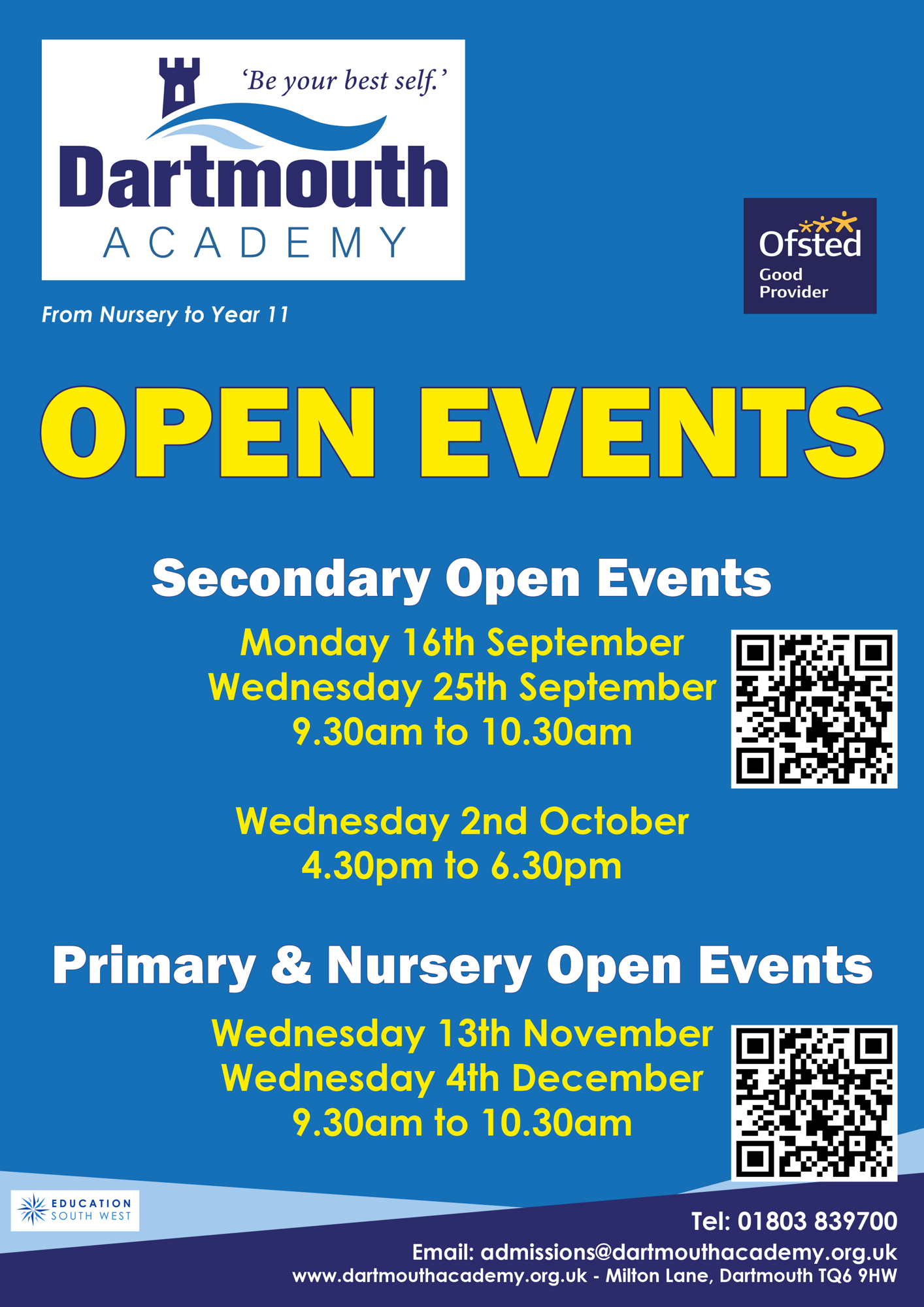 Dar open days a4 flyer autumn term 2024v3